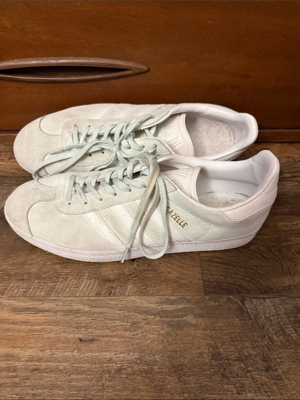 adidas Gazelle Men's Suede Sneakers in Pale Mint and White